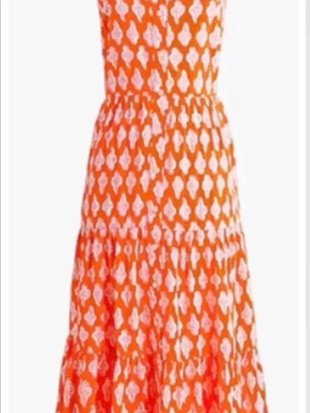 J. Crew Orange and White Printed Maxi Dress